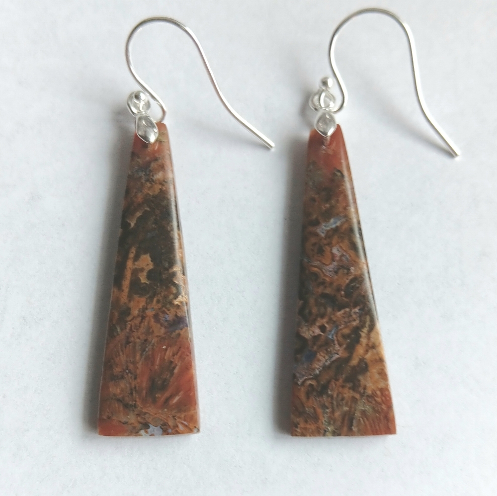 Ocean Jasper Gemstone Earrings with 925 Sterling Silver Findings